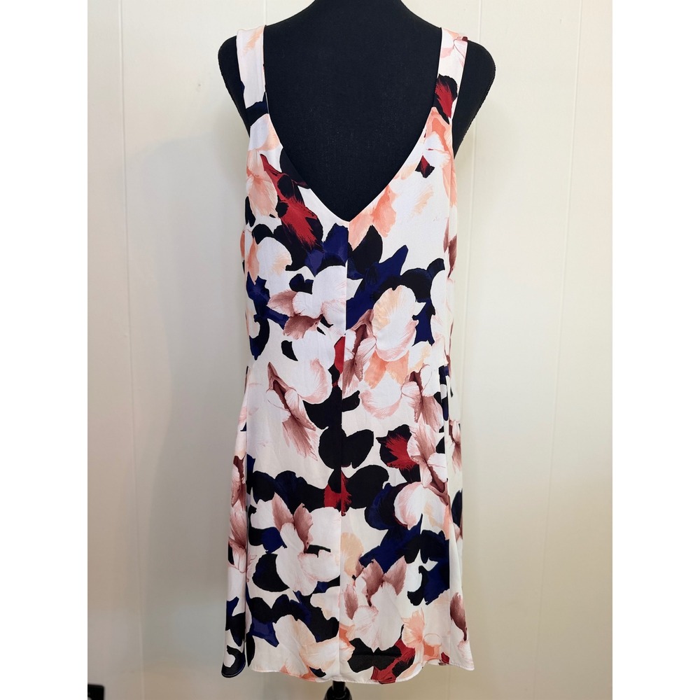 1. State Size Large Floral Mini Shift V-Neck Sleeveless Flowy Chiffon Sundress - Picture 3 of 9